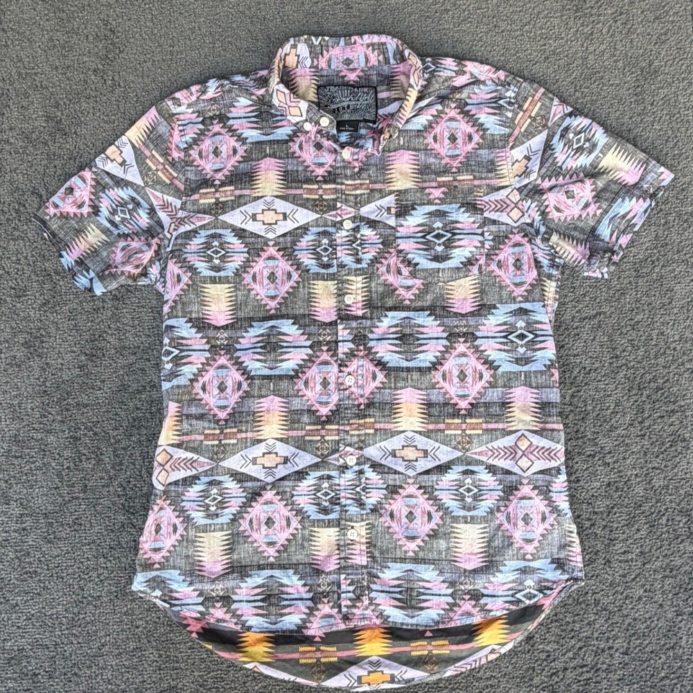 Brooklyn Cloth Mens Southwestern Tribal Print Button Down Shirt Multicolor L